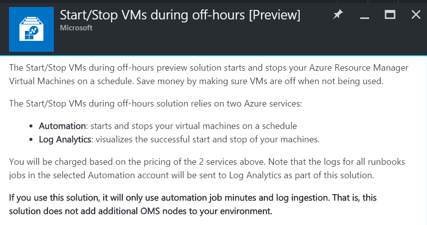 Start and Stop VMs Preview Solution