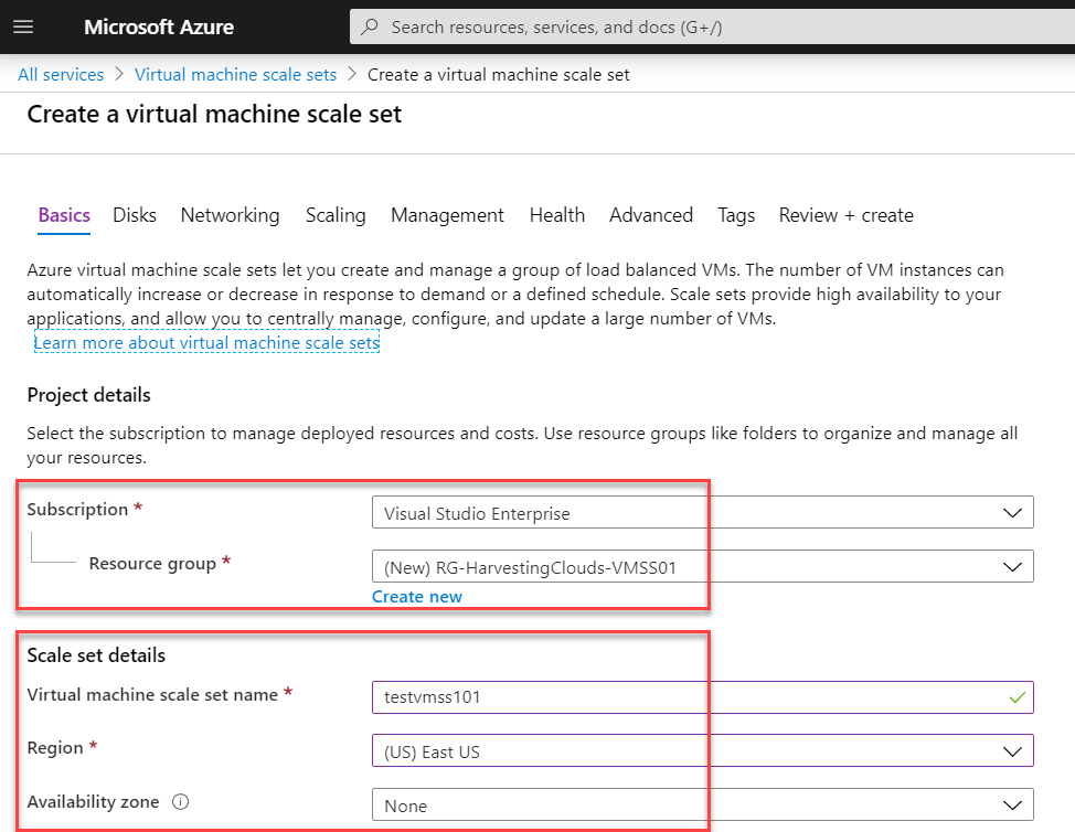 Creating VMSS - Basics