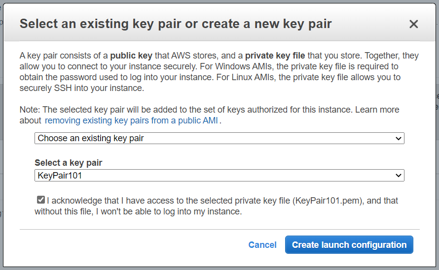 Key Pair settings