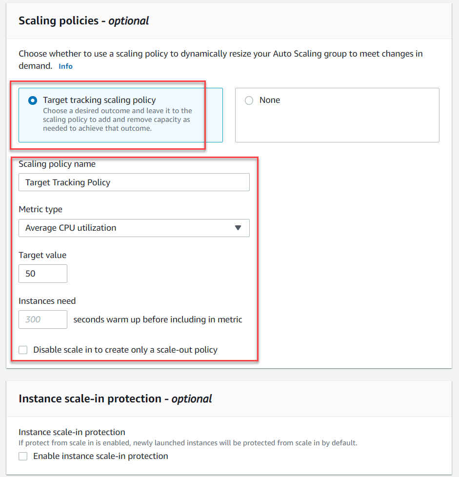 Optional scaling policies