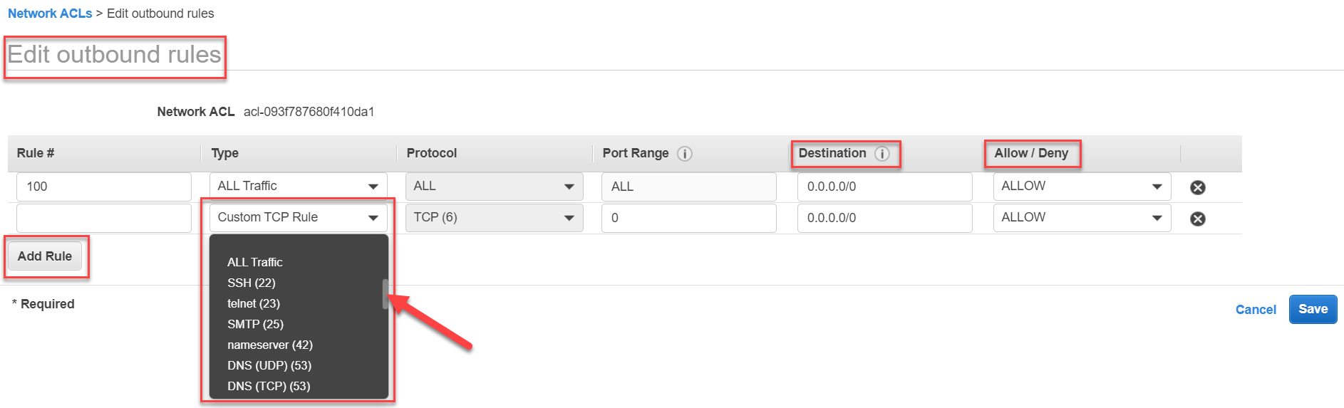 Edit Outbound rules