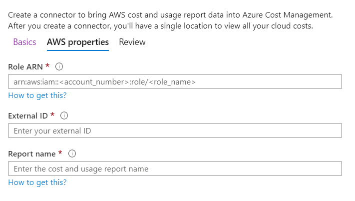 Creating Connector - AWS Properties