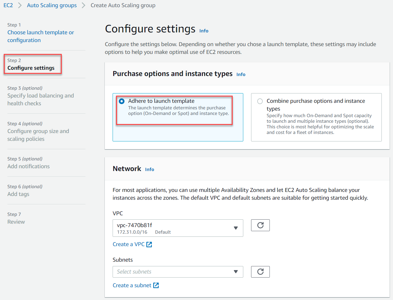 Configure Settings - Adhering to the launch template