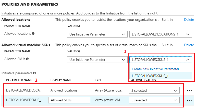 Option for creating new Initiative Parameter
