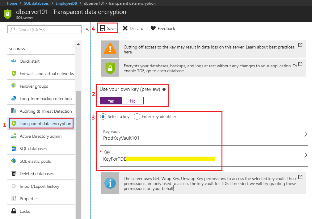 Using own Key for encryption with Transparent Data Encryption