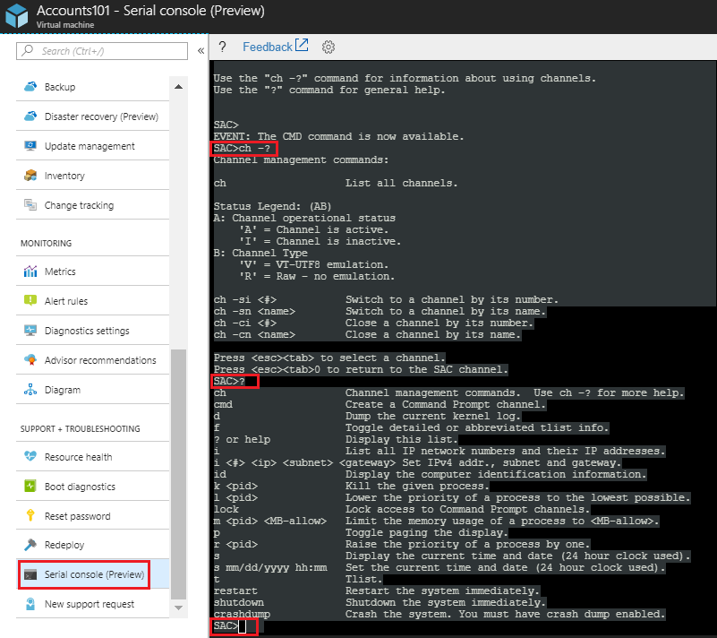 Connected SAC and Help options