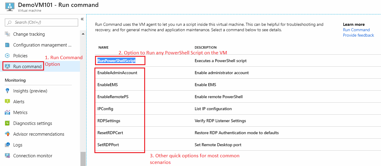 Run Command Option