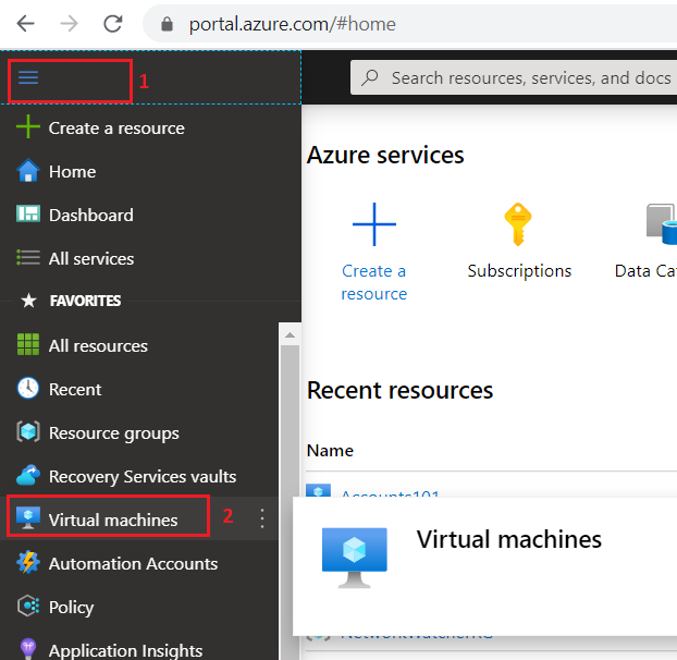 Azure - VMs under All Services