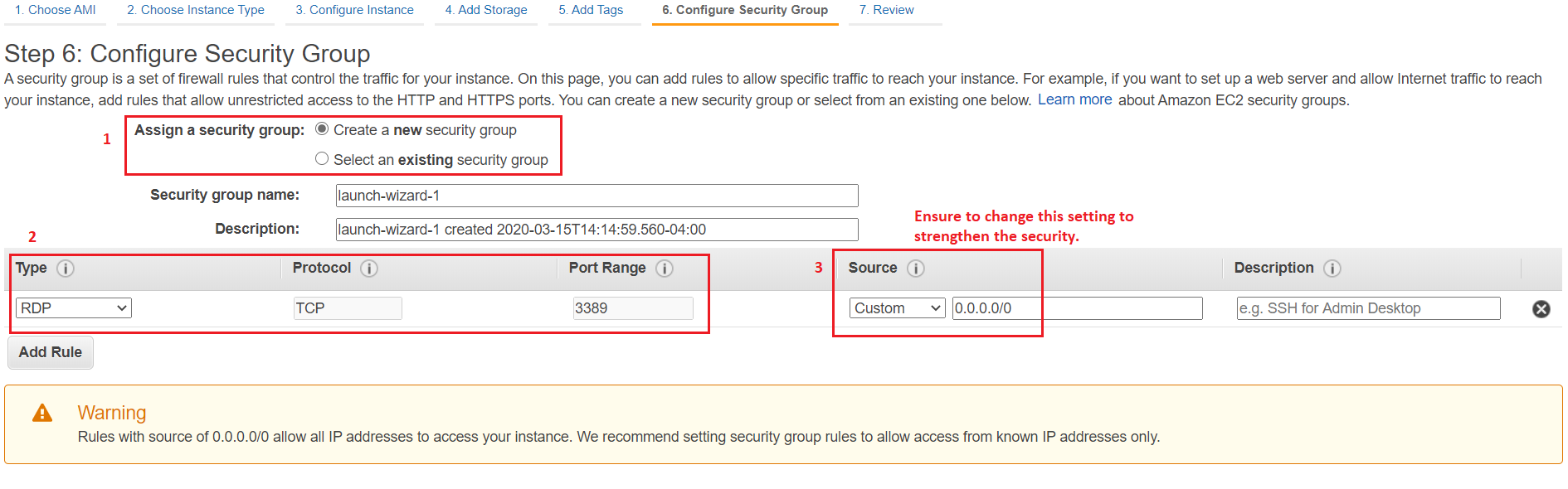 7 Configuring Security Group