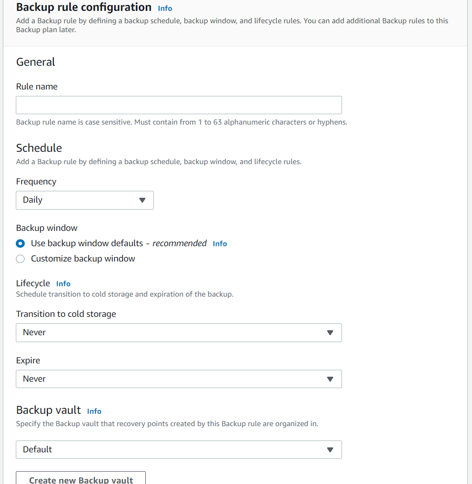 Backup rule configuration