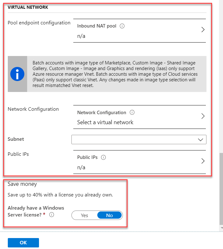 Virtual Network and HUB license settings