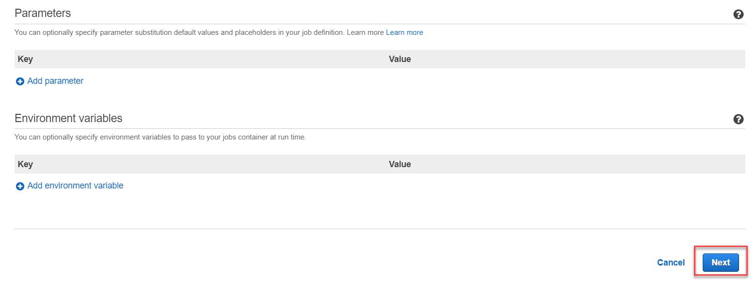 Job Parameters and Environment Variables