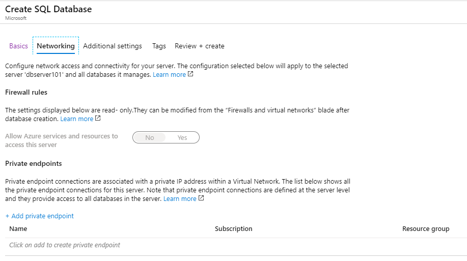 Networking settings