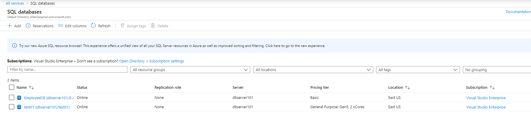 Locating deployed Database