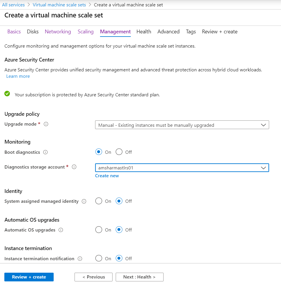 Management settings