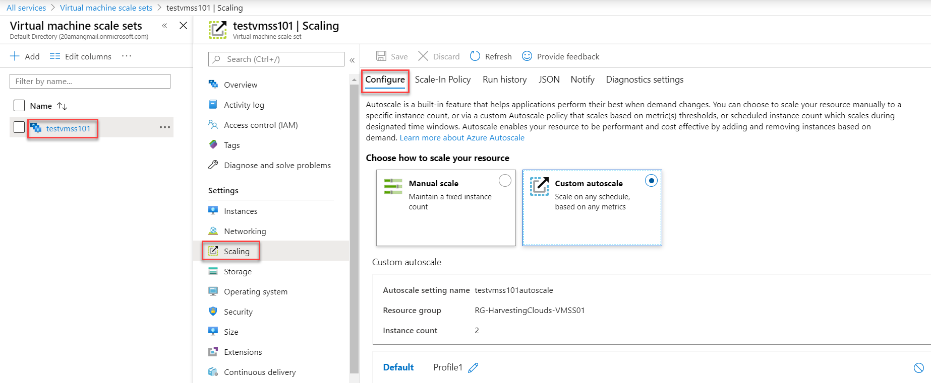 Scaling configurations