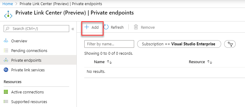 Adding new Private Endpoint