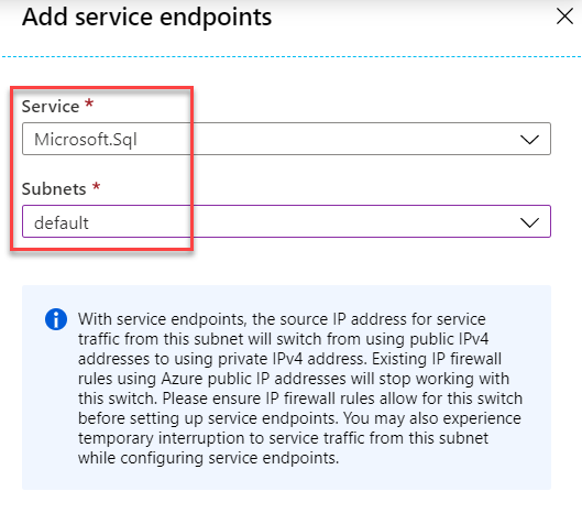 Linking the Service to the Subnet