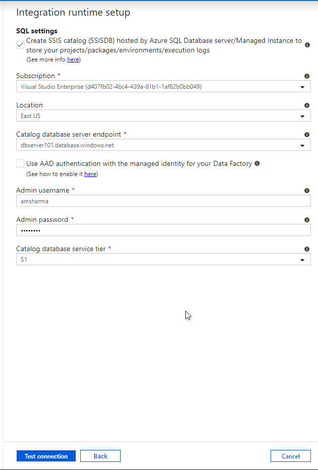 IR Setup 2 - SQL Settings