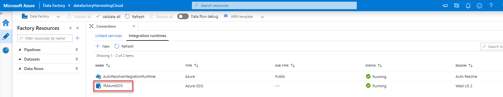 Created IR for SSIS