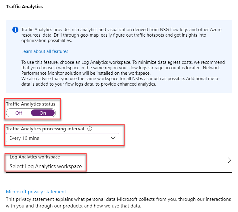 Enabling logging to Log Analytics workspace