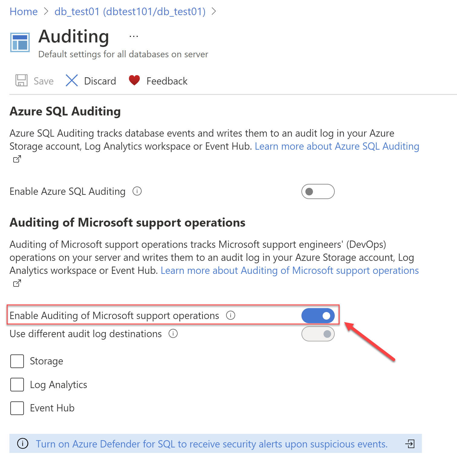 Enable Auditing of Microsoft support operations