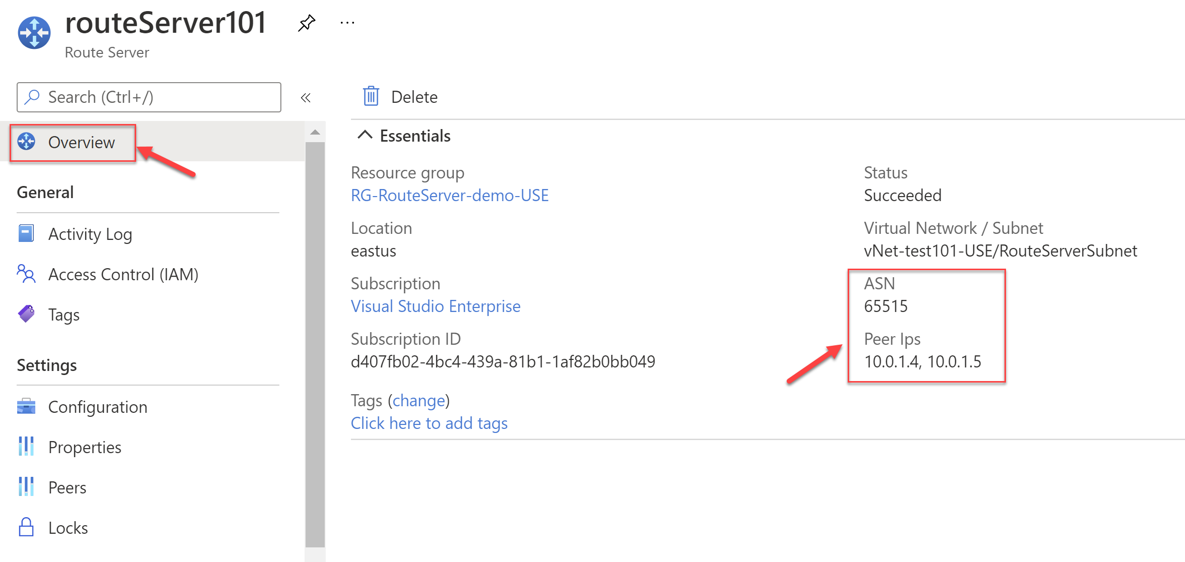 Getting information for IP and ASN of Route Server