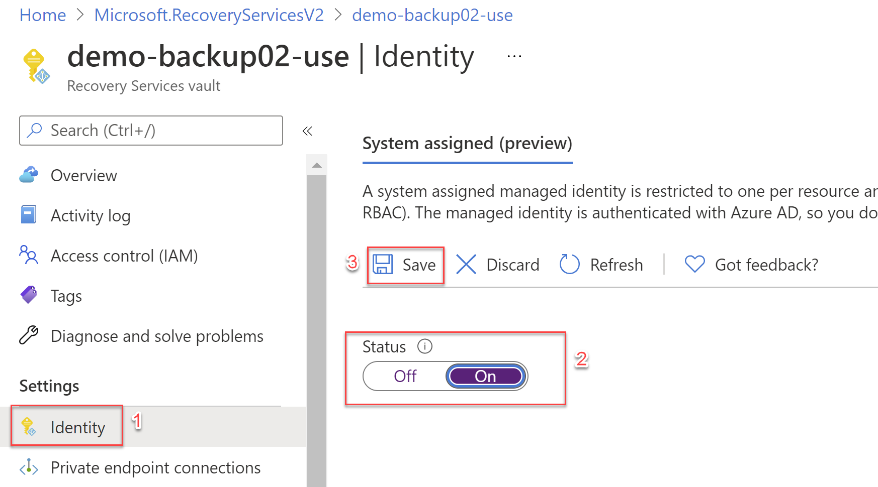 Identity settings