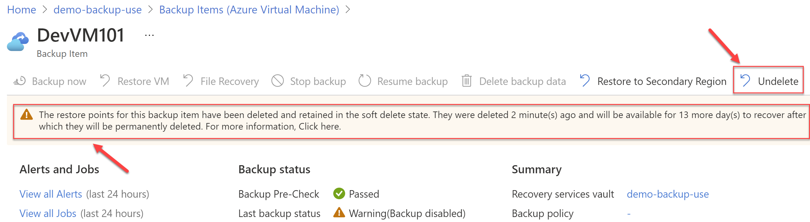 Azure Backup - Soft Delete for Recovery Services Vault