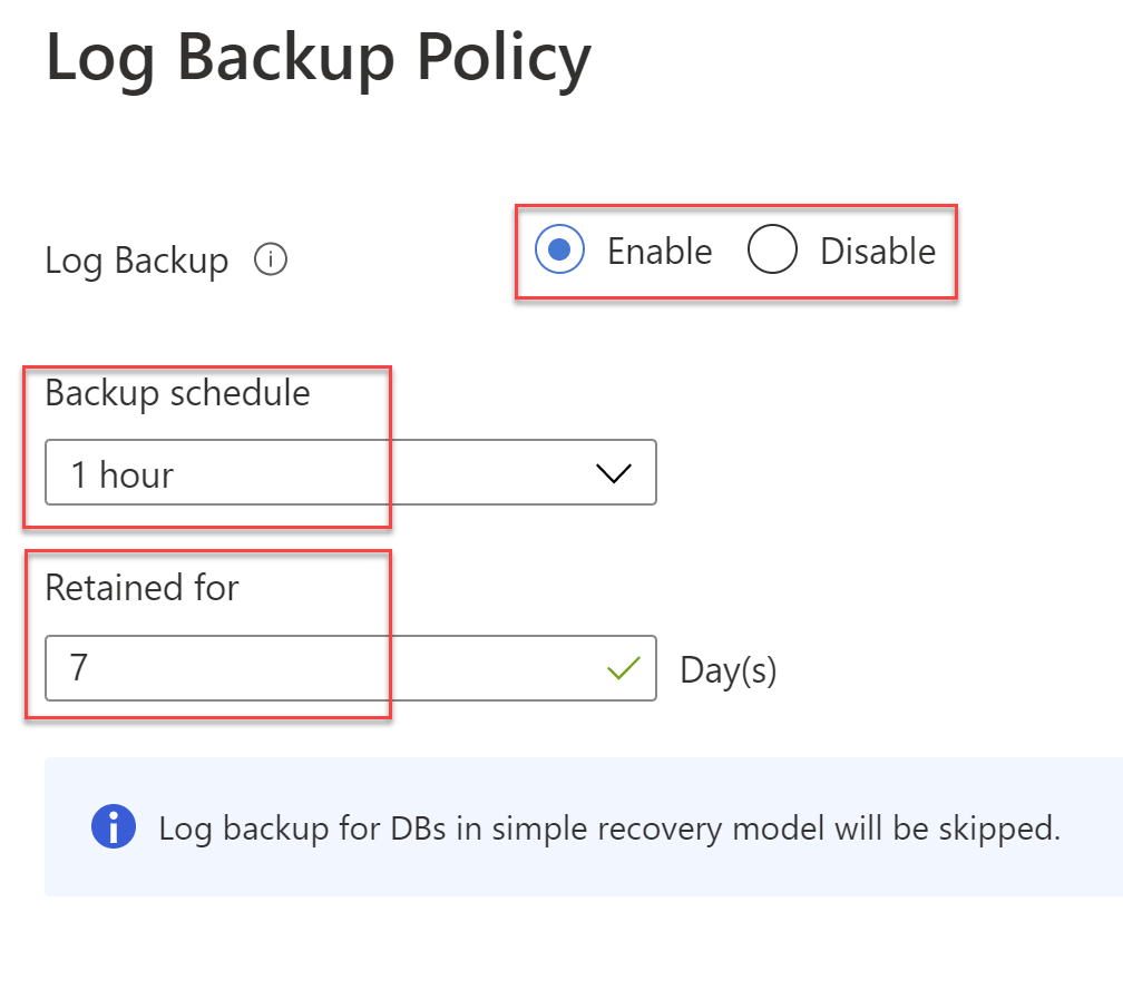 Log Backup Policy