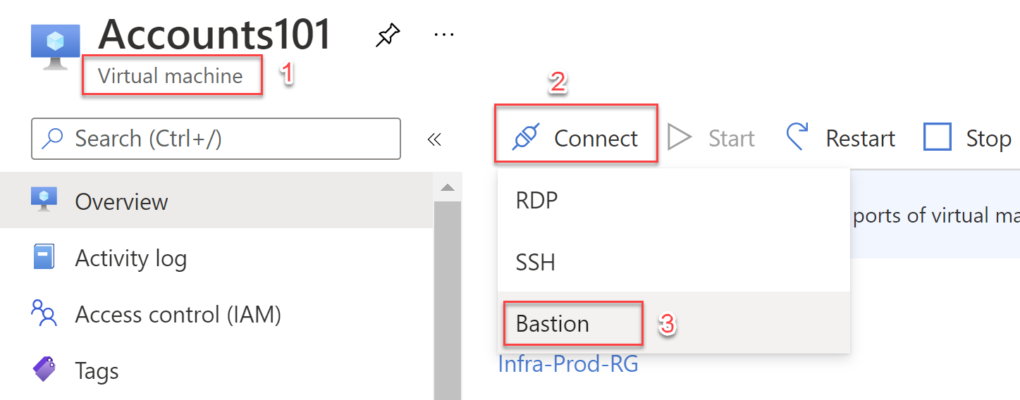 Option to connect via Bastion