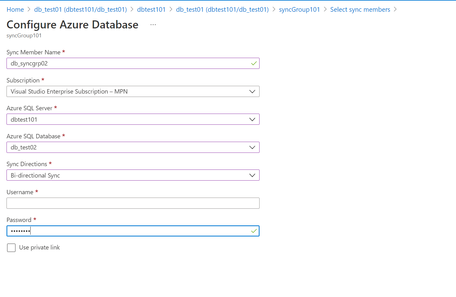 Configure Azure Database