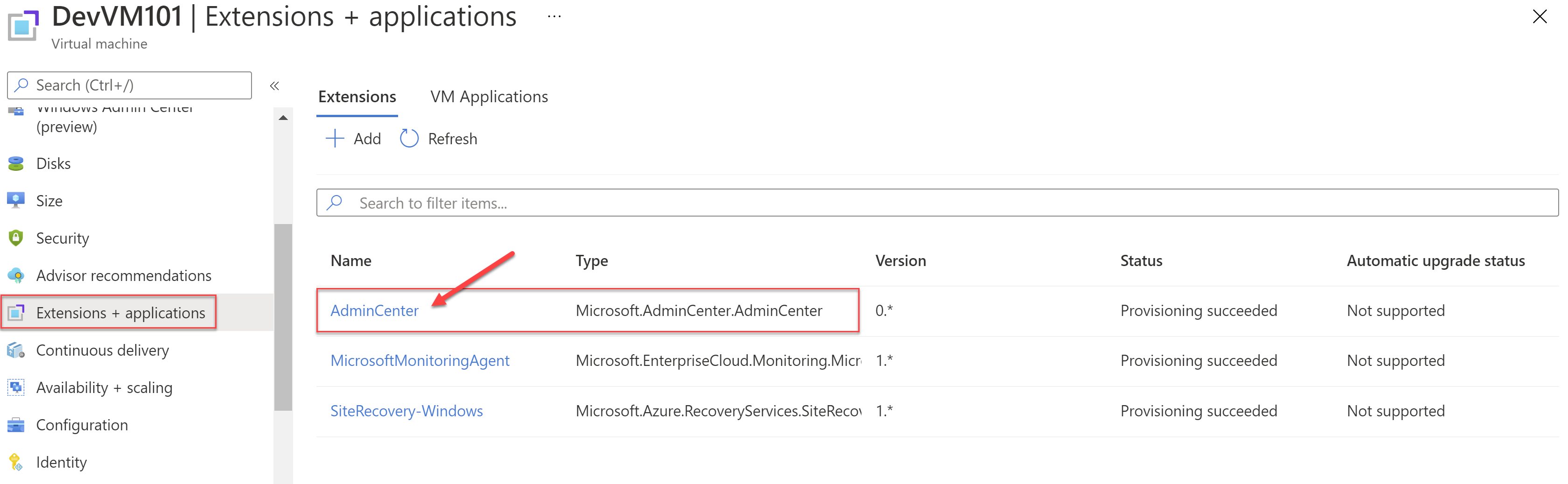 Extension for Admin Center
