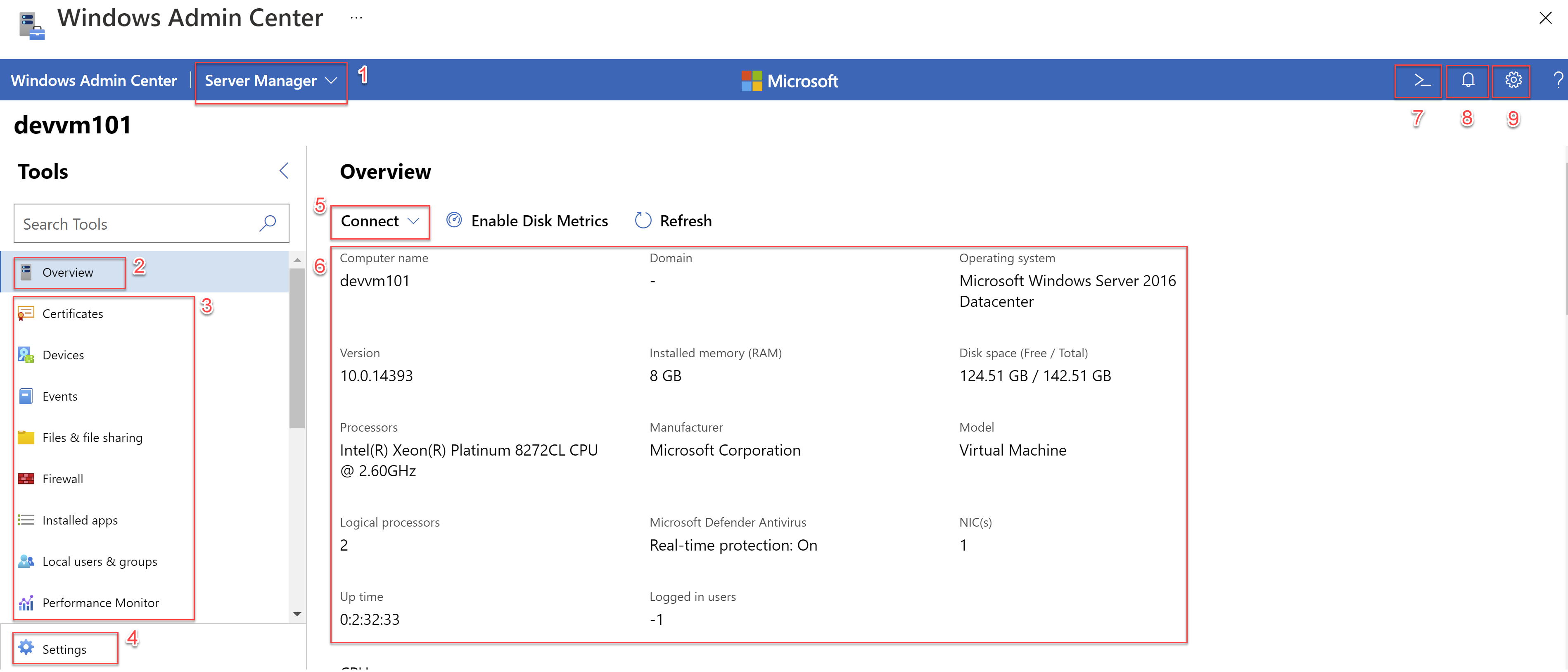 Windows Admin Center UI