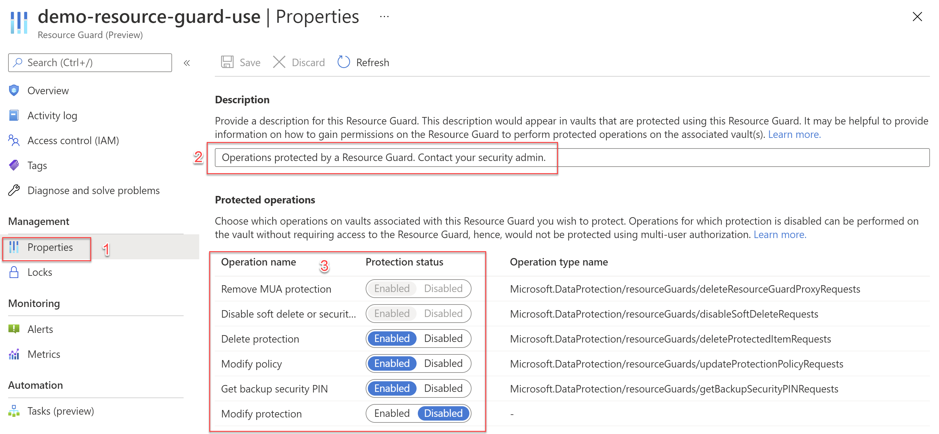 Properties of the Resource Guard